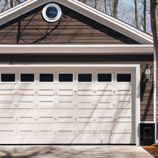 Exterior of a Hopkinton, MA home showing a full garage door and driveway in early spring light.