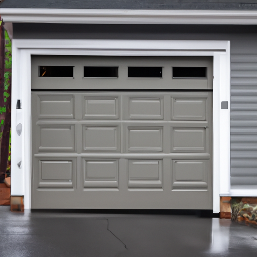 Suburban Hopkinton home exterior with a modern sectional garage door on an overcast day.