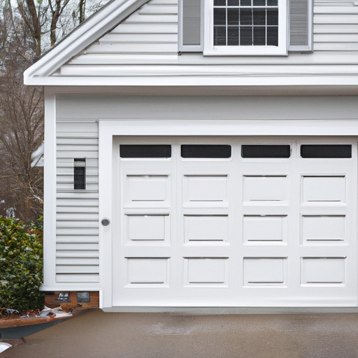 Suburban Hopkinton colonial house with a white sectional garage door visible, no people or logos.