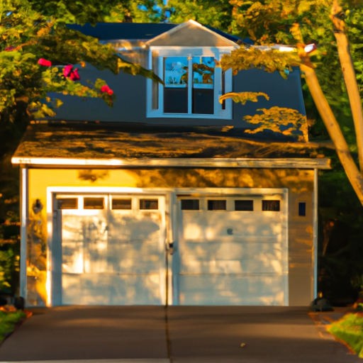 Colonial-style Hopkinton, MA home with a newly installed insulated steel two-car garage door, driveway and landscaping visible.